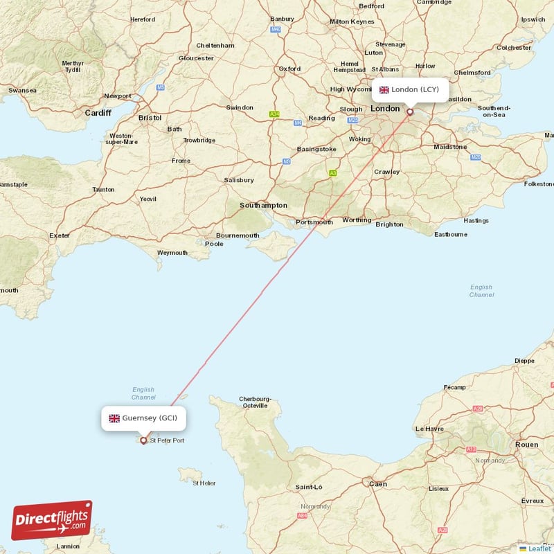 LCY - GCI route map