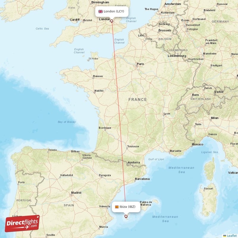 LCY - IBZ route map