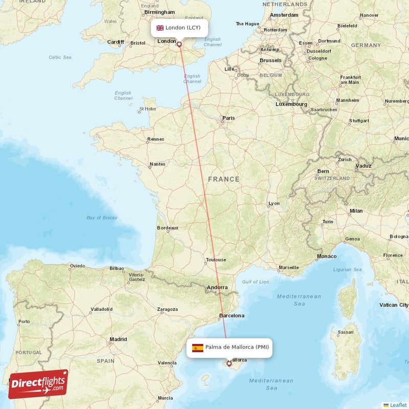 LCY - PMI route map