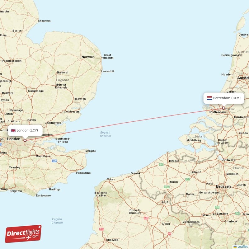 LCY - RTM route map