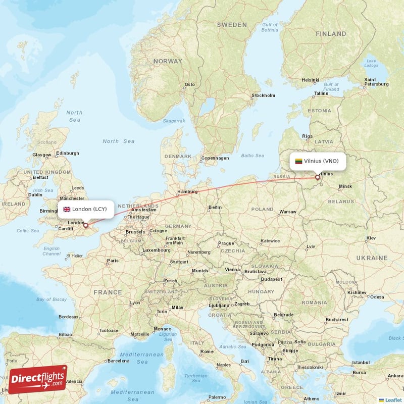 LCY - VNO route map