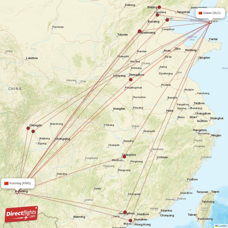 Direct flights from Yichun to Dalian (LDS-DLC) - Directflights.com
