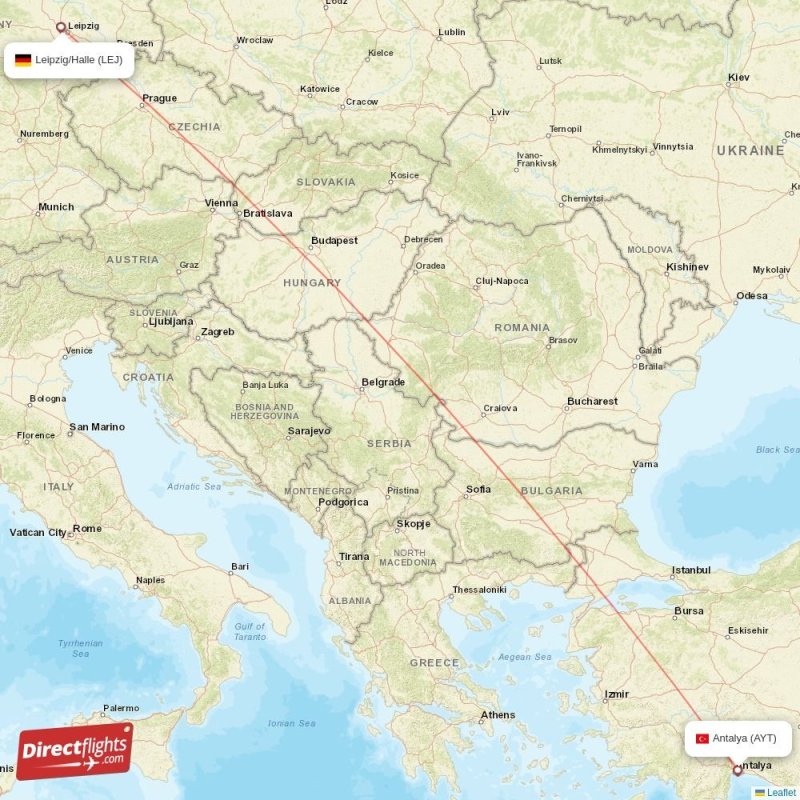LEJ - AYT route map