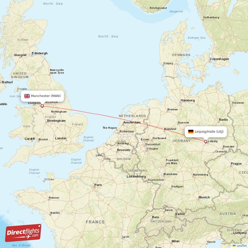 Direct flights from Leipzig Halle to Manchester LEJ to MAN non