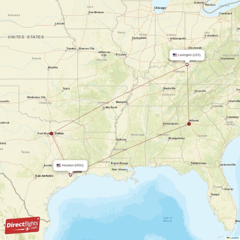 Direct flights from Lexington to Houston, LEX to HOU nonstop
