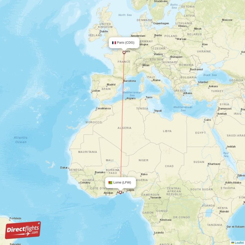 LFW - CDG route map