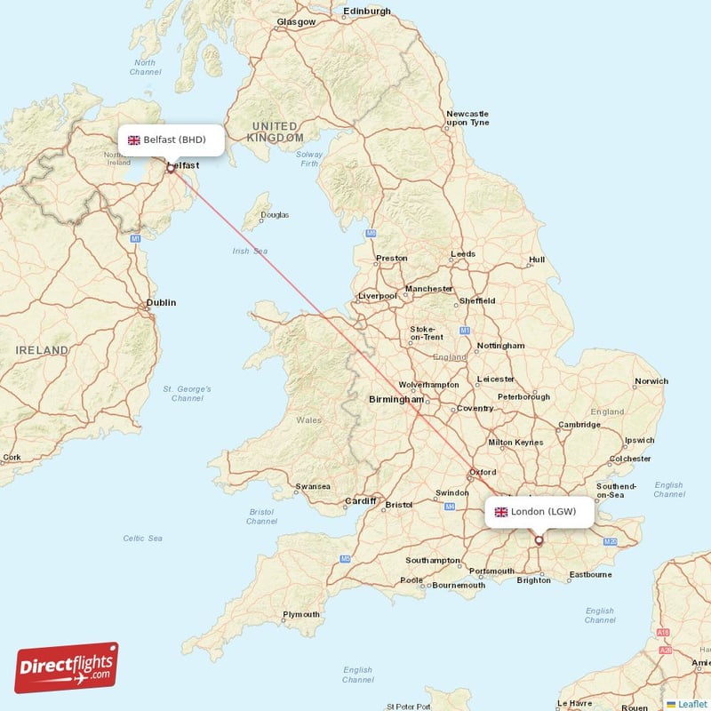LGW - BHD route map