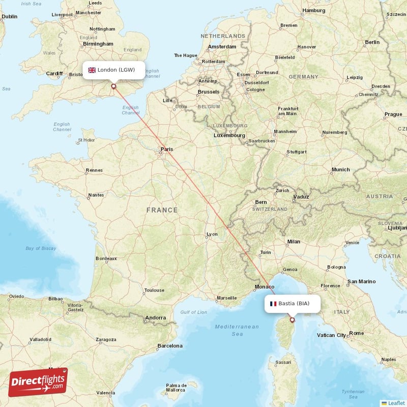 LGW - BIA route map