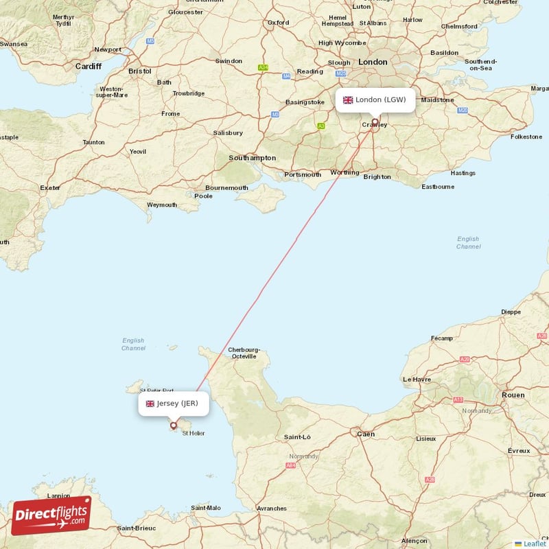 LGW - JER route map