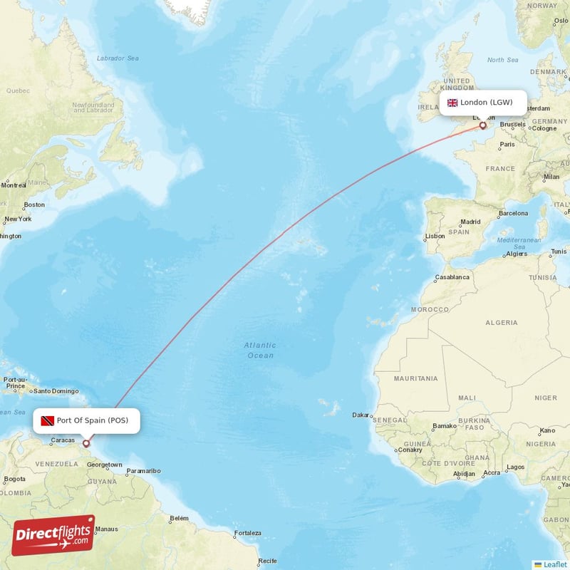 LGW - POS route map