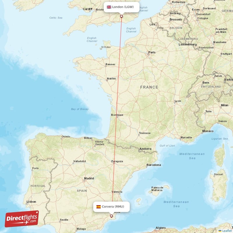 LGW - RMU route map