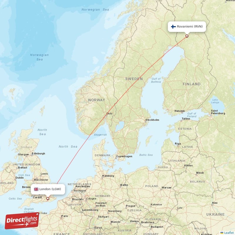 Direct flights from London to Rovaniemi LGW to RVN non stop