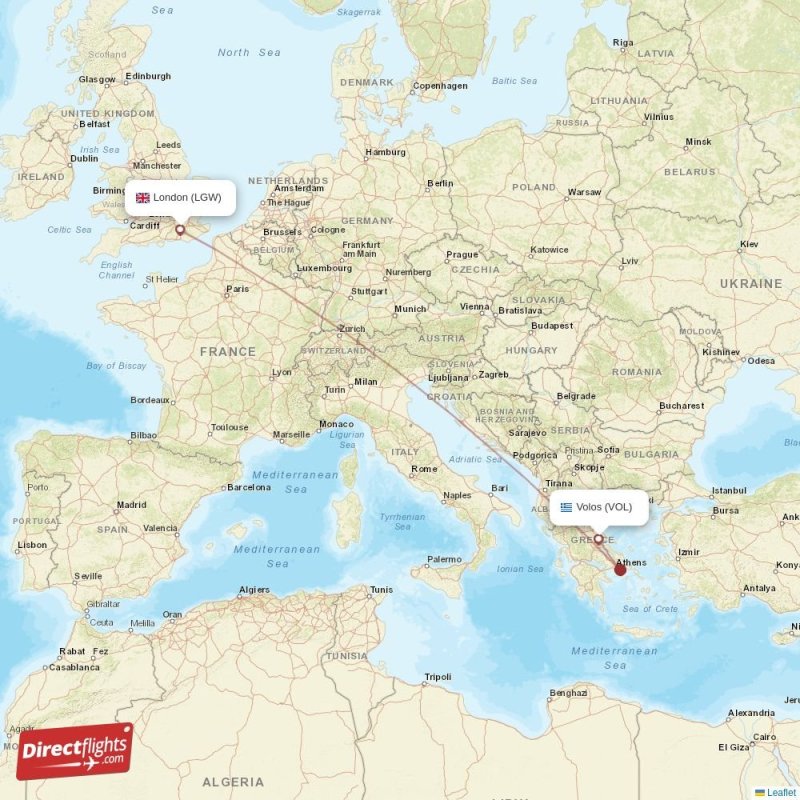 LGW - VOL route map