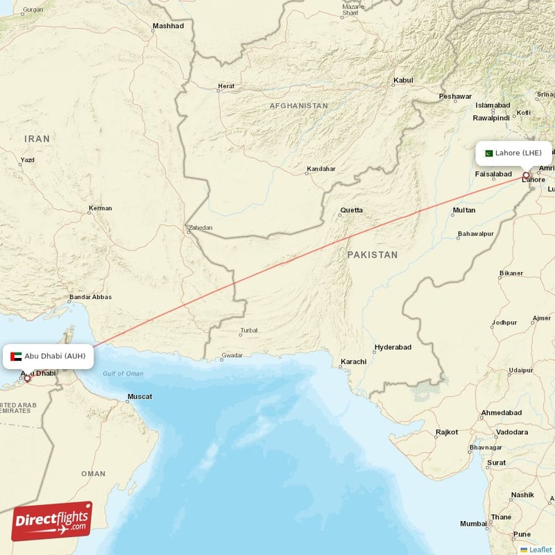 LHE - AUH route map