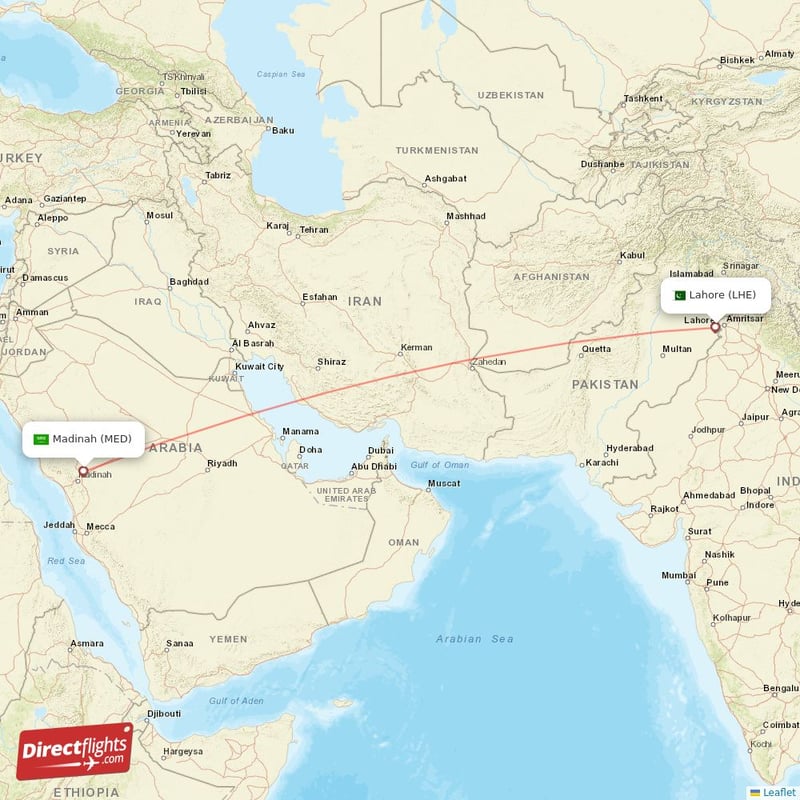 LHE - MED route map