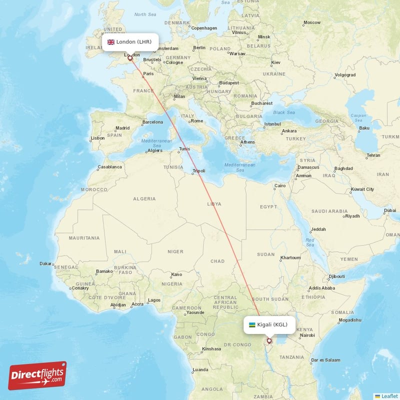 Direct flights from London to Kigali LHR to KGL non stop