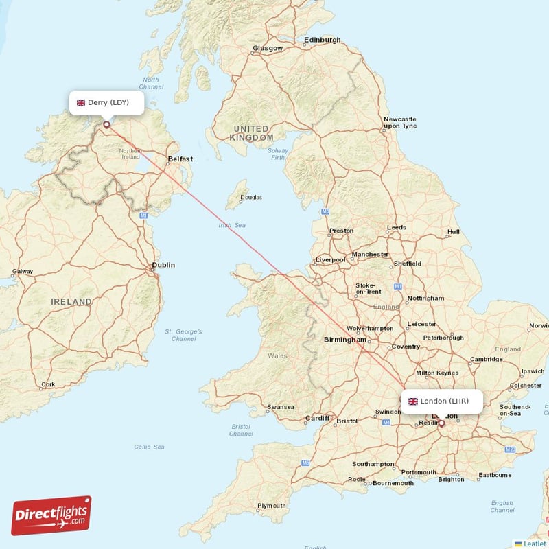 LHR - LDY route map