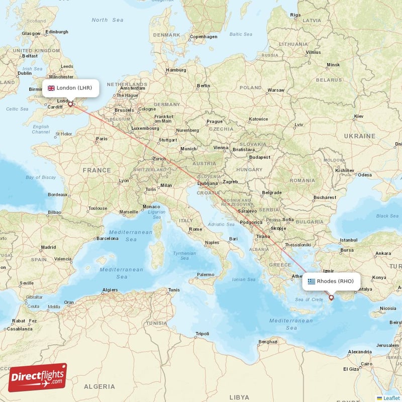 LHR - RHO route map