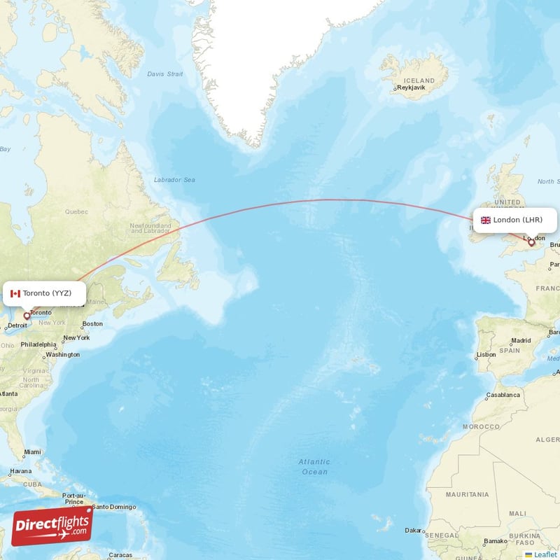 LHR - YYZ route map