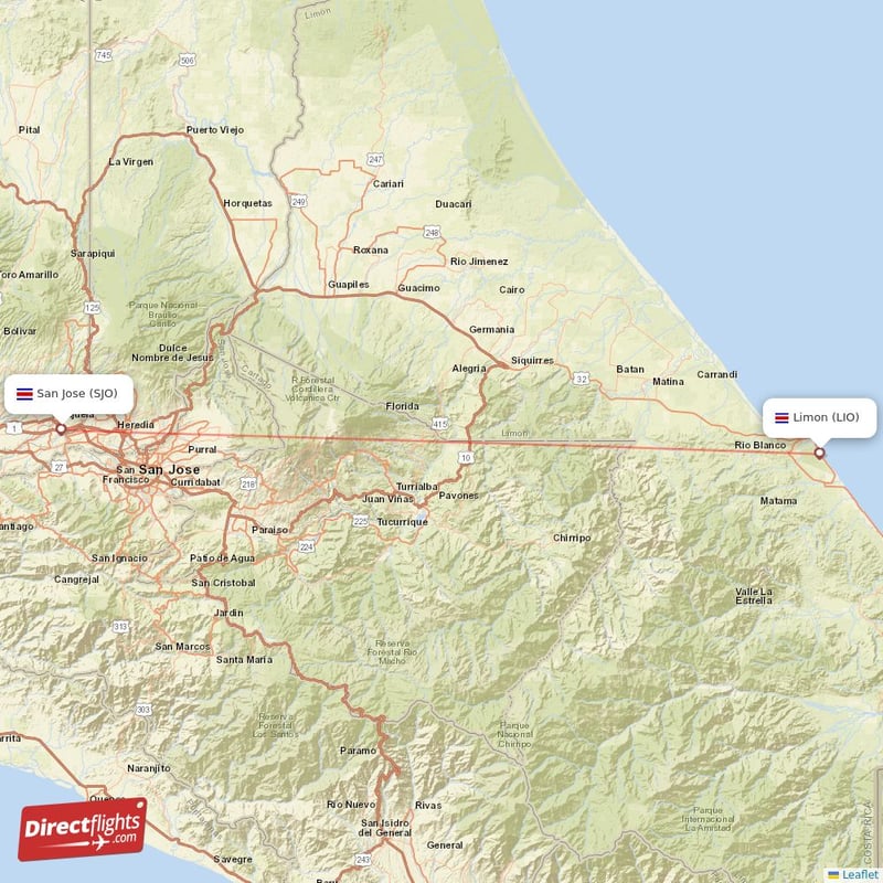LIO - SJO route map