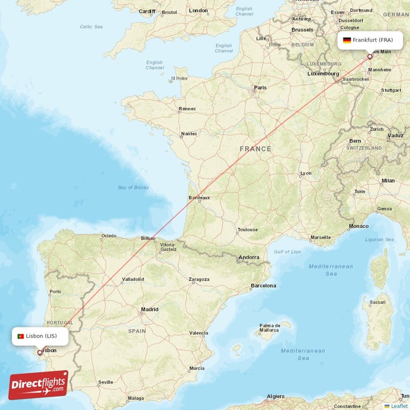 LIS - FRA route map