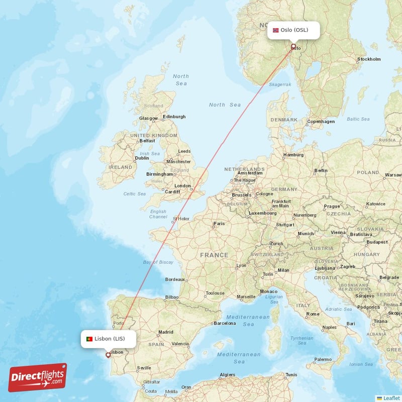 LIS - OSL route map