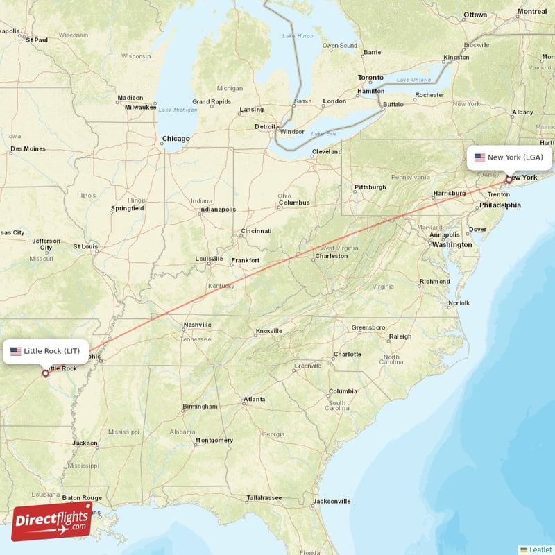 LIT - LGA route map