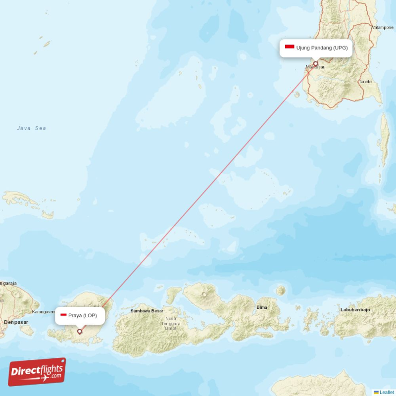 Direct flights from Praya to Ujung Pandang (LOP-UPG) - Directflights.com