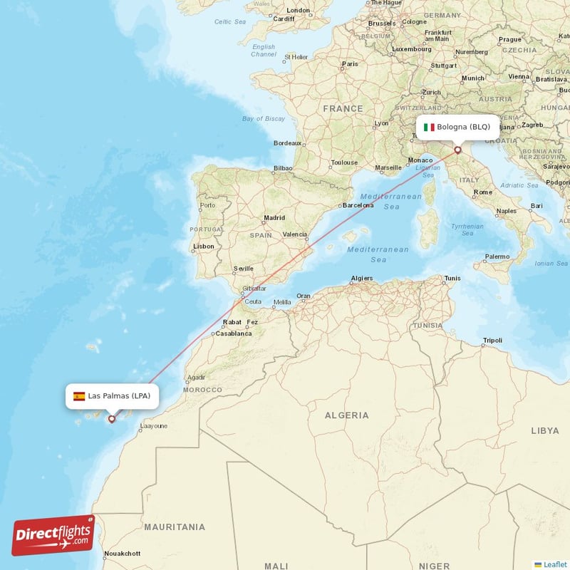 LPA - BLQ route map