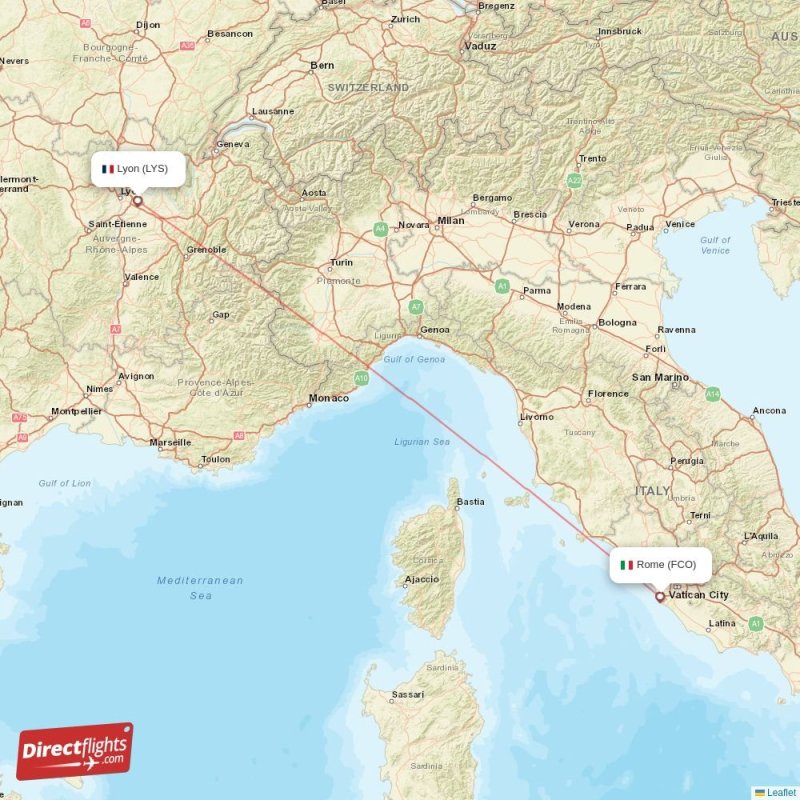 LYS - FCO route map