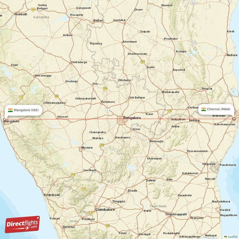 MAA - IXE route map