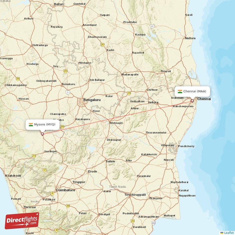 MAA - MYQ route map