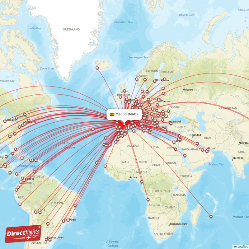 Direct flights from Madrid - 209 destinations - MAD, Spain ...