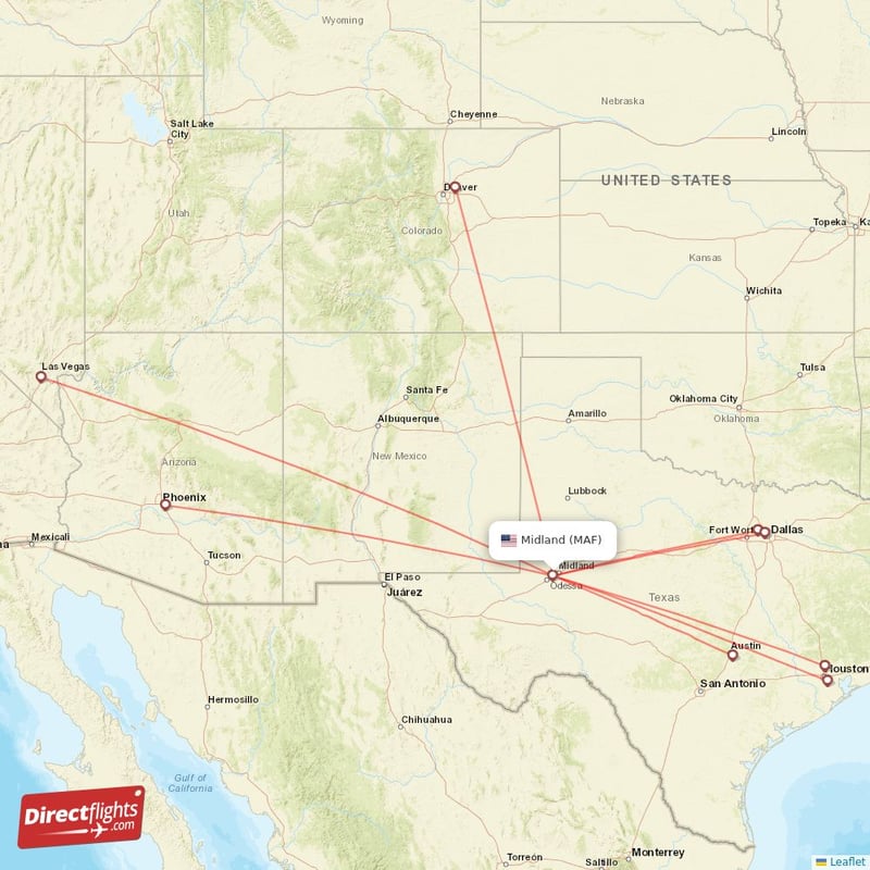 Direct flights from Midland 8 destinations MAF, USA