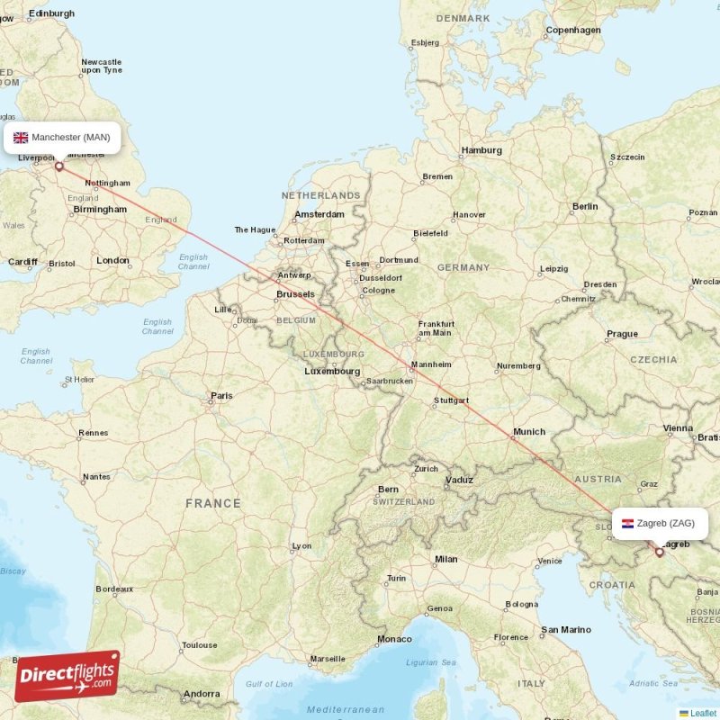 MAN - ZAG route map
