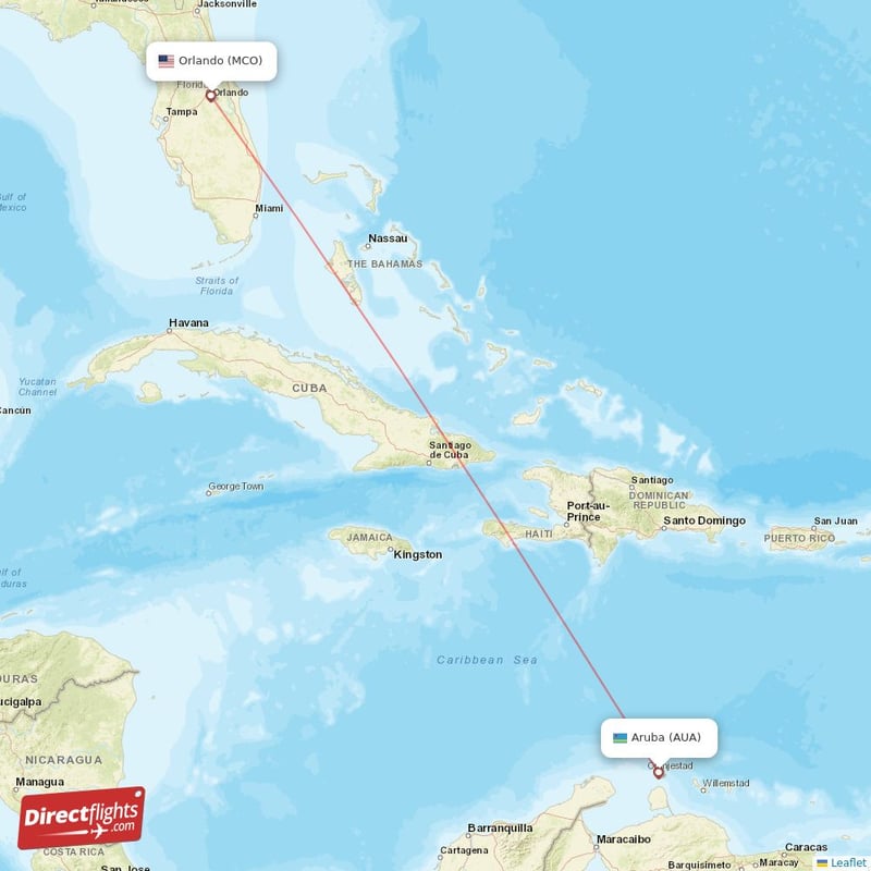 Direct flights from Orlando to Aruba MCO to AUA non stop