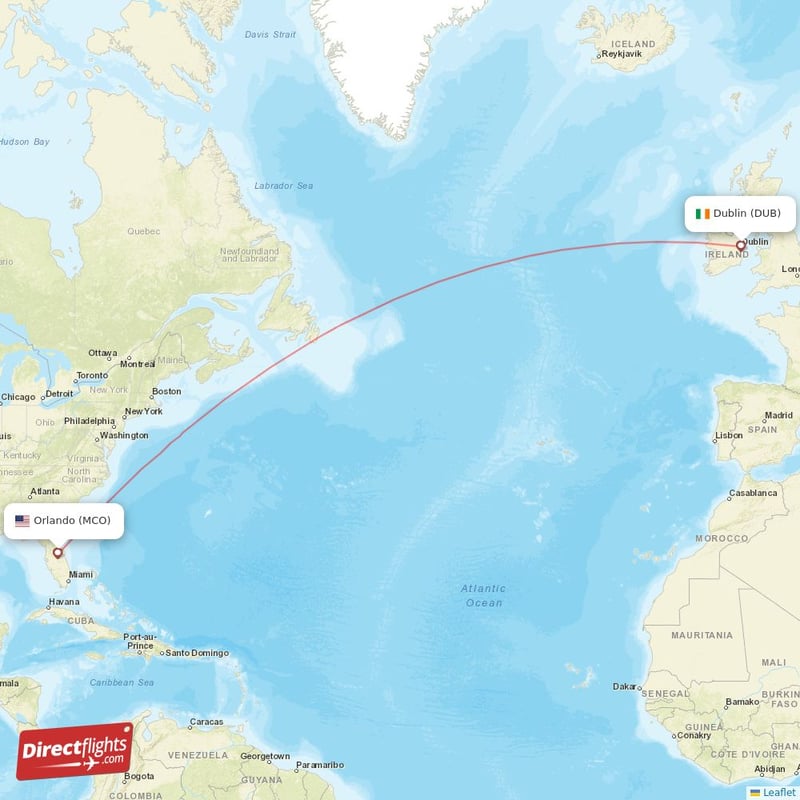MCO - DUB route map
