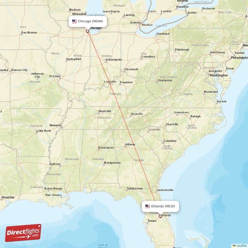 MCO - MDW route map