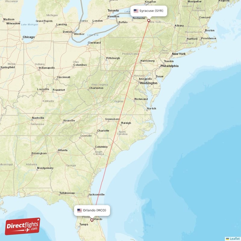 MCO - SYR route map