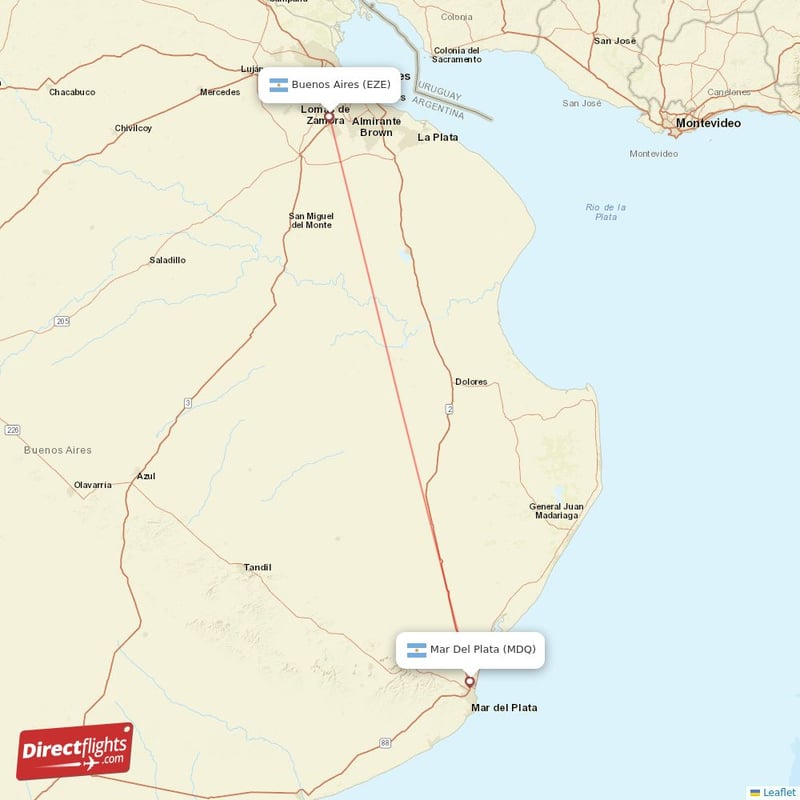 MDQ - EZE route map