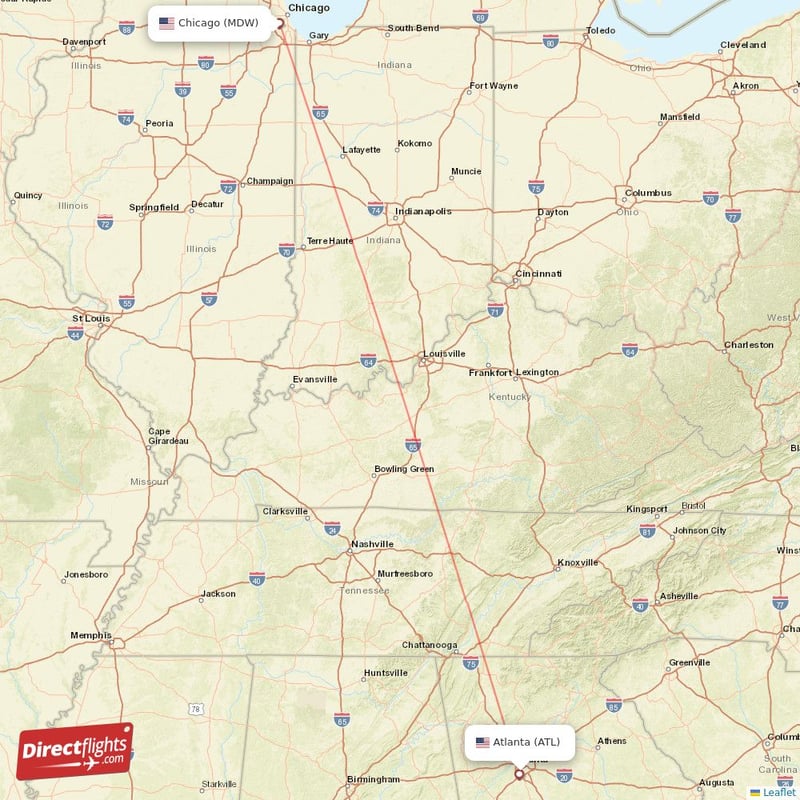 MDW - ATL route map