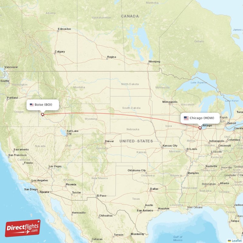 MDW - BOI route map