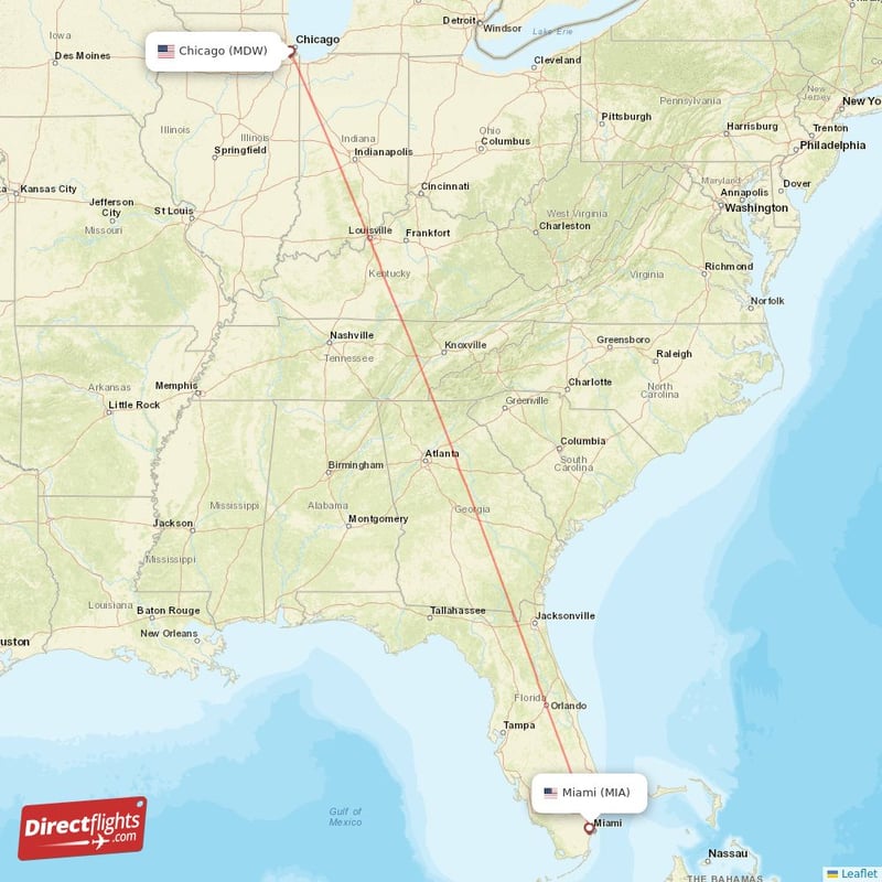 MDW - MIA route map