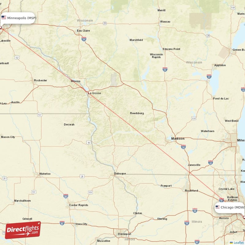 MDW - MSP route map