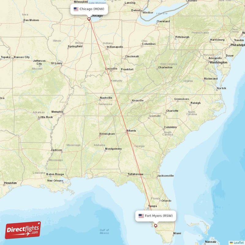MDW - RSW route map