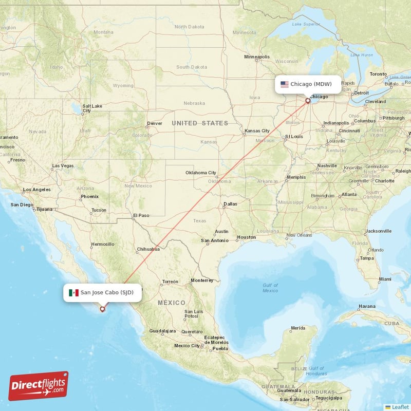 MDW - SJD route map