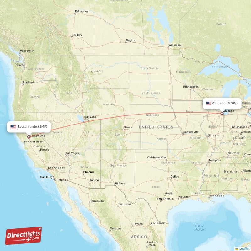 Direct flights from Chicago to Sacramento MDW to SMF non stop