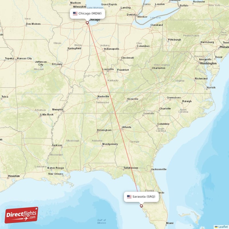 MDW - SRQ route map