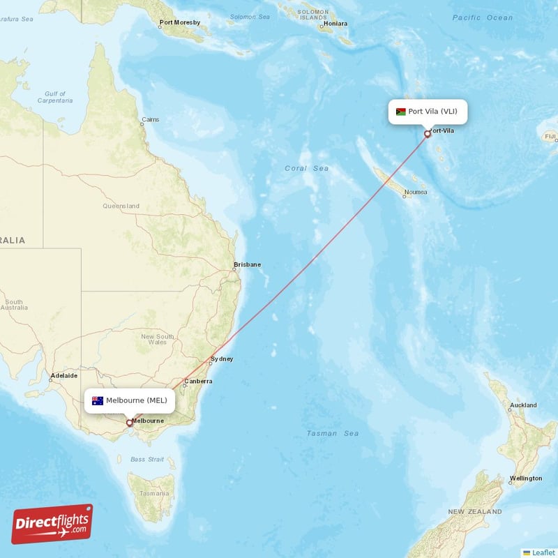 Direct flights from Melbourne to Port Vila MEL to VLI non stop