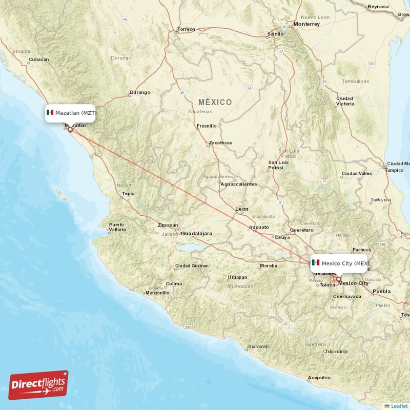 MEX - MZT route map